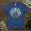 Heavenly California t-shirt design with mountains and laurel wreath graphic