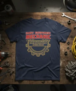 HEAVY EQUIPMENT MECHANIC WE text design featuring detailed typography on quality t-shirt