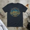 Heavy Hangers Milwaukee EST. 2016 T-Shirt with blue and gold industrial cityscape graphic and chain accents