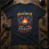 Heavy Metal Artist T-Shirt with fiery anvil, hammers, and gears graphic