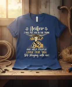 Heifer I will put you in the trunk and help people look for you Stop playing with me! funny cow