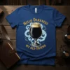 Hello Darkness My Old Friend quote on a dark beer t-shirt with a glass of stout and swirling smoke graphic
