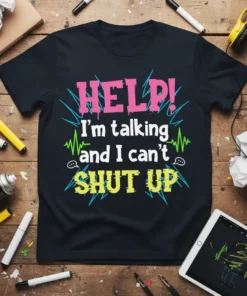 HELP! I'm talking and text design featuring stylish typography on quality t-shirt