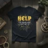 HELP I'VE FALLEN AND I CAN'T GET UP funny quote t-shirt design with a cracked background and stick figure falling