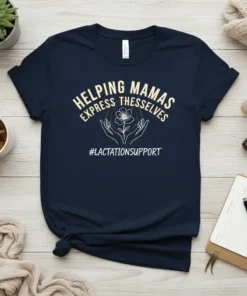 HELPING MAMAS EXPRESS THEMSELVES #LACTATIONSUPPORT unique graphic design printed on comfortable cotton t-shirt
