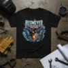 HEMEYER Welding and Demolition Granby Colorado t-shirt design featuring robotic arms welding concrete with sparks and smoke