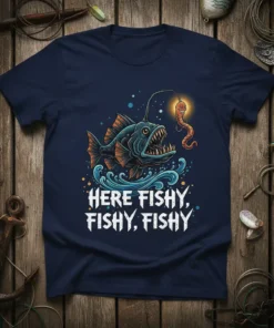 HERE FISHY, FISHY, FISHY stylish graphic design printed on comfortable cotton t-shirt