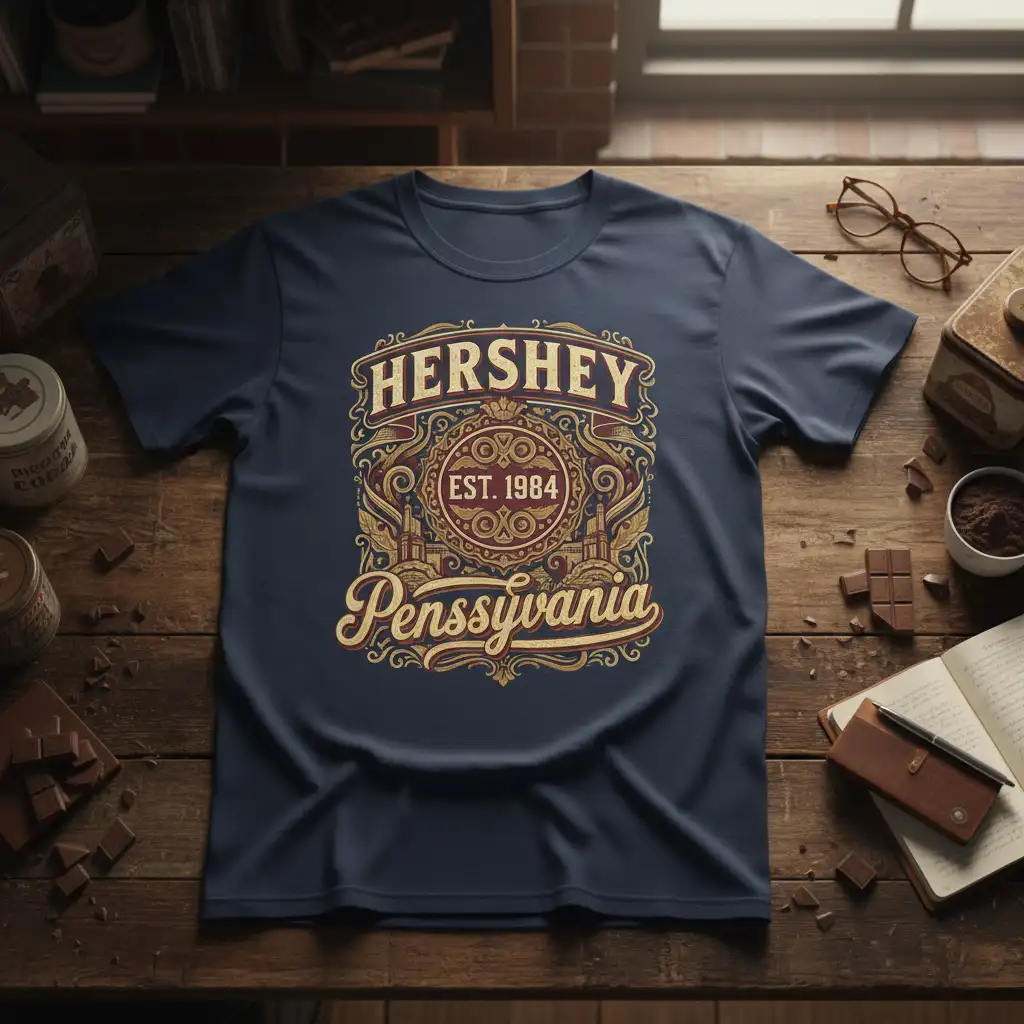 HERSHEY EST. 1984 Pennsylvania stylish graphic printed on comfortable cotton fabric creating a standout t-shirt