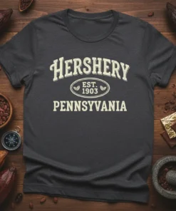 Hershey Est. 1903 Pennsylvania t-shirt with vintage collegiate font and distressed look