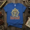 He's My CAPTAIN text with anchor and compass graphic on a blue t-shirt
