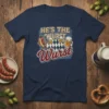 He's The Wurst Wurst t-shirt design featuring cartoon hot dog and beer characters holding mugs of beer, with vintage distressed