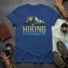 Hiking Is My Retirement Plan t-shirt design featuring mountains, sun, and retro distressed text