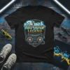 Hip Hop Legend text above a retro boombox graphic on a black t-shirt, 80s music theme