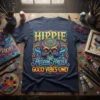 Hippie Freedom Forever Good Vibes Only t-shirt with psychedelic skull graphic and peace sign, vibrant colors