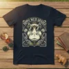 Hippo With Shades text design on a navy t-shirt featuring a hippopotamus wearing sunglasses in a decorative frame