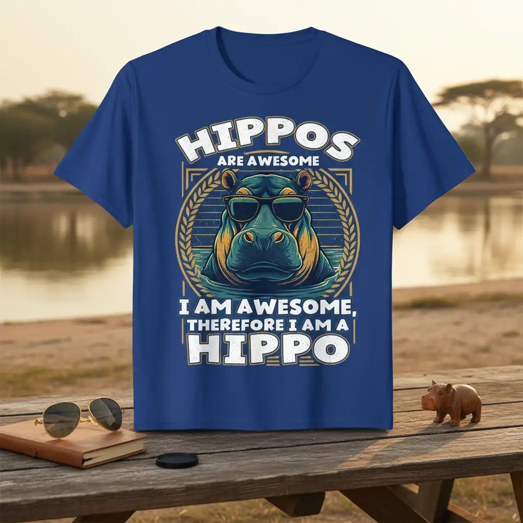 HIPPOS ARE AWESOME I quote printed with bold typography on breathable fabric t-shirt design