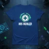 His Healer t-shirt design with a futuristic cross graphic and digital circuit elements
