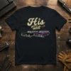 His and Her Cars T-Shirt with vintage black and purple station wagons, text "His and" above and "HER HIS" below