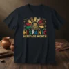 Hispanic Heritage Month t-shirt with colorful hands encircling a Mexican emblem and bold text