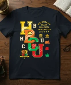 Historically Black Colleges Universities HBCU Educated t-shirt with large colorful HBCU letters and educational symbols