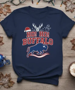 HO! HO! BUFFALO bold graphic design printed on comfortable cotton t-shirt
