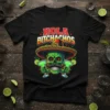 Hola Bitchachos T-Shirt featuring a green skull in a sombrero holding margaritas