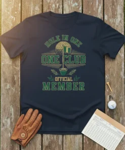 Hole in One One Club Official Member golf t-shirt design with golf ball and flag