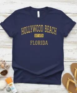 Hollywood Beach Florida Est 1925 creative graphic design printed on comfortable cotton t-shirt