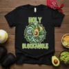 Holy Blockamole t-shirt design featuring a cartoon avocado playing volleyball with green waves and a net