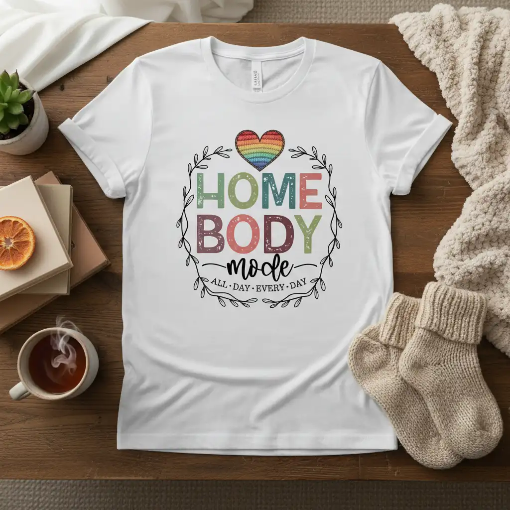HOME BODY mode ALL quote printed with stylish graphic on durable material t-shirt design