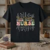 Home Health Nurse t-shirt with "Home Health Nurse" text in colorful retro font and floral accents