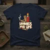 Homies For Life t-shirt design featuring a cartoon joint and lighter with smoke and cannabis leaves