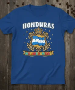 Honduras Hispanic Heritage t-shirt design with the Honduran flag and a gold laurel wreath
