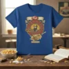 Honey Bunches of Nope funny cereal quote on a royal blue t-shirt, featuring vintage-style typography and a bearded man in