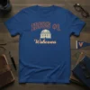 HOOS #1 Wahoowa text with University of Virginia dome graphic on a royal blue t-shirt