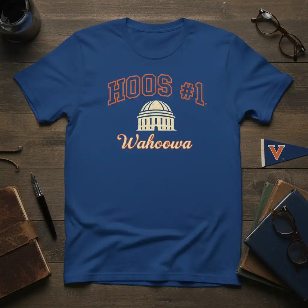 HOOS #1 Wahoowa University of Virginia fan t-shirt with iconic dome graphic and bold typography