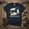 Hooves For The Cause t-shirt with black ribbon horse graphic and text
