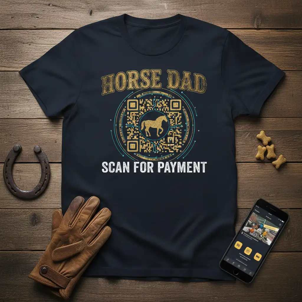 Horse Dad Scan For Payment humorous quote t-shirt with vintage horse graphic