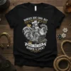 T-shirt design featuring the text "HORSES ARE COOL BUT HAVE YOU EVER RIDDEN A COCK?" with a cowboy riding a