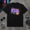 Hot & Flashy text in neon pink and blue with yellow lightning bolts and a pink flower graphic on a
