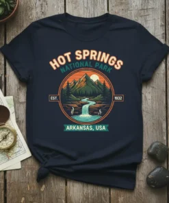 Hot Springs National Park EST 1932 Arkansas USA vintage t-shirt with mountain waterfall design