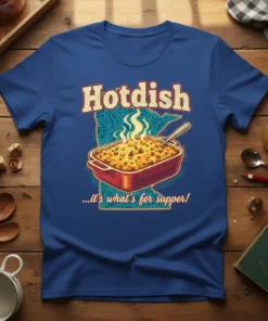 Hotdish it's what's fer supper t-shirt design with Minnesota outline and casserole graphic