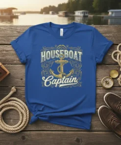 Houseboat Captain T-Shirt design with anchor graphic and nautical theme