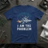 Houston I Am The Problem T-Shirt with astronaut riding a rocket design