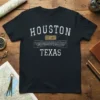 Vintage Houston Texas Est 1837 t-shirt design with city skyline graphic