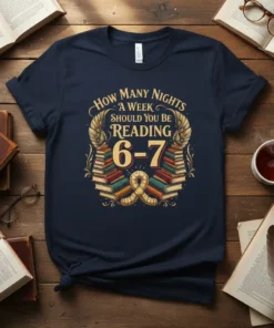 How Many Nights A Week Should You Be Reading 6-7 text with stack of books and wings graphic on a