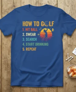 HOW TO GOLF 1. text design featuring stylish typography on quality t-shirt