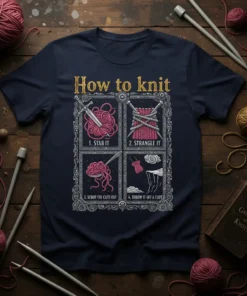 How to knit 1. text design featuring detailed typography on quality t-shirt