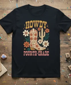 HOWDY FOURTH-GRADE detailed graphic design printed on comfortable cotton t-shirt