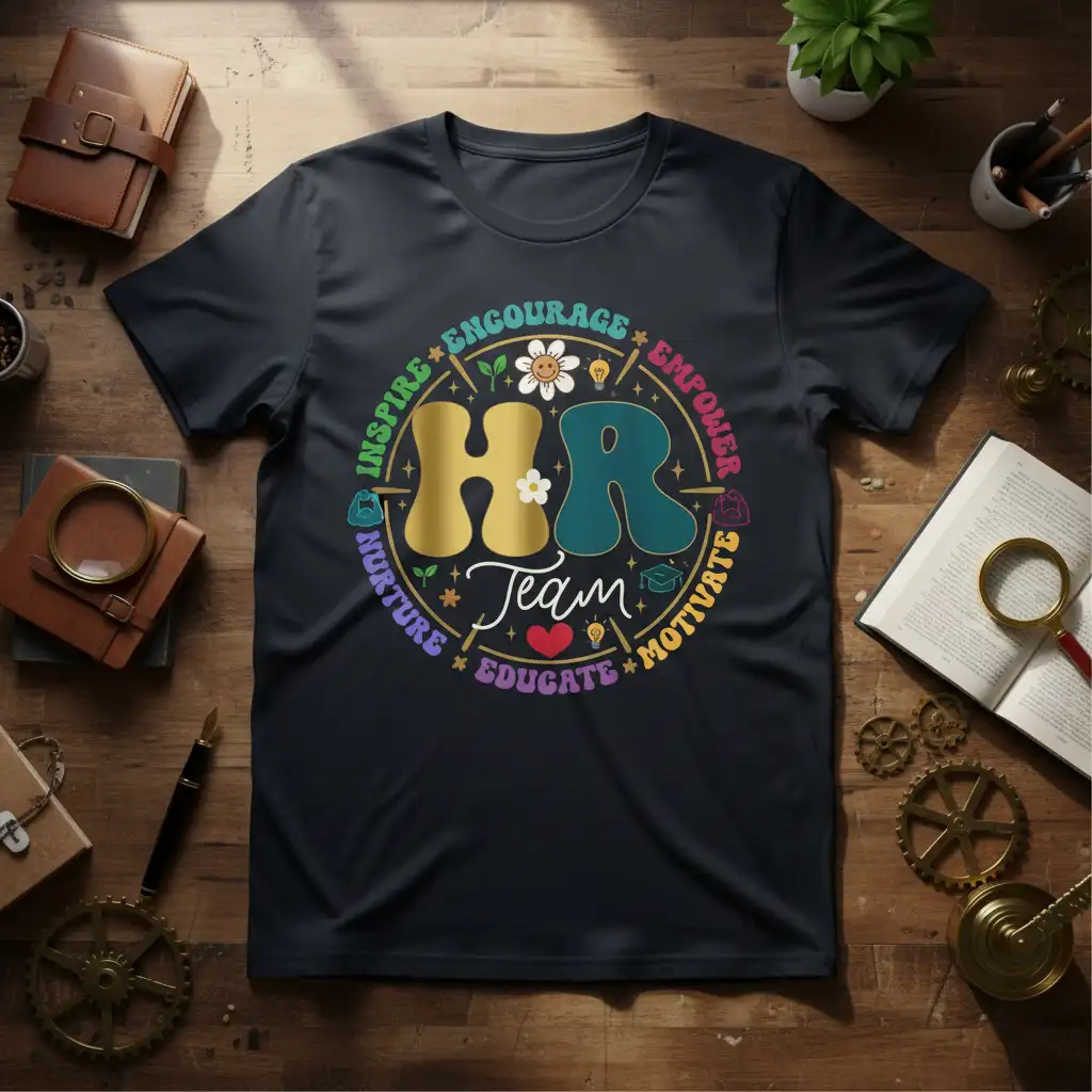 HR Team Inspire Encourage quote printed with eye-catching design on comfortable cotton fabric t-shirt design